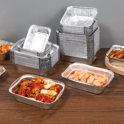 Прямоугольный покрасил алюминиевые Takeout контейнеры устранимый для авиакомпании