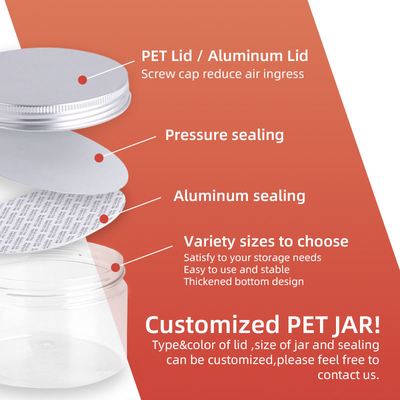 На заказ PET пластиковые банки Контейнеры Прозрачные PET пластиковые банки с крышкой CQC